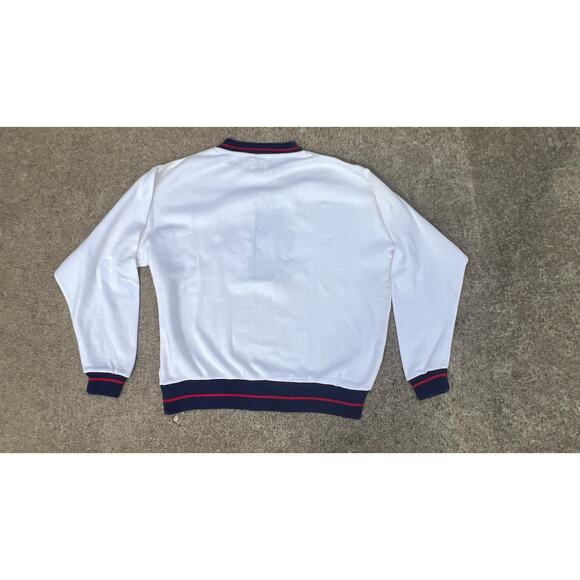 Vintage J'Ma Plum Sweater Men Large White Golf Embroidered Crewneck Long Sleeve - Picture 5 of 5